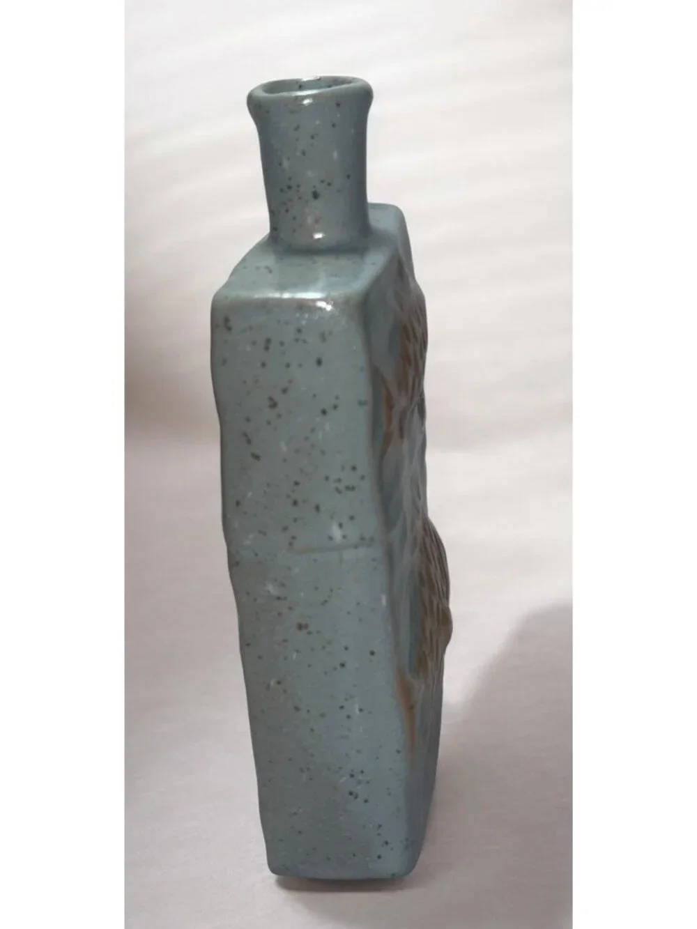 Ceramic Fish Motif Decorative Cruet In Blue Speckled Glaze With Embossed Design